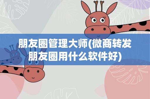 朋友圈管理大师(微商转发朋友圈用什么软件好)