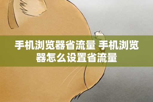 手机浏览器省流量 手机浏览器怎么设置省流量