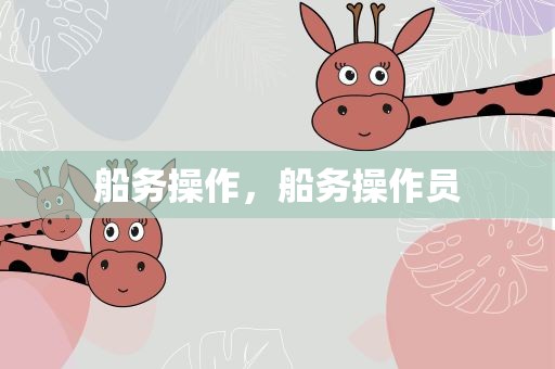船务操作，船务操作员
