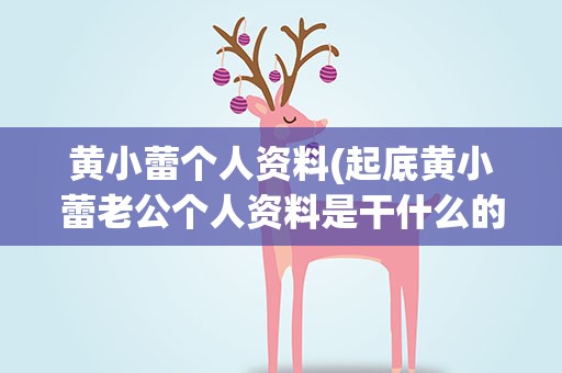 黄小蕾个人资料(起底黄小蕾老公个人资料是干什么的)