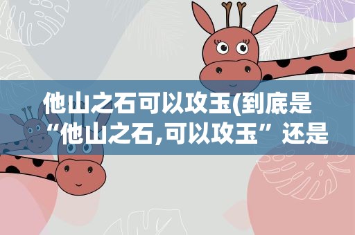 他山之石可以攻玉(到底是“他山之石,可以攻玉”还是“它山之石,可以攻玉”)