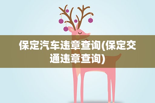 保定汽车违章查询(保定交通违章查询)