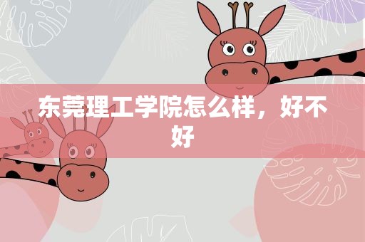 东莞理工学院怎么样，好不好