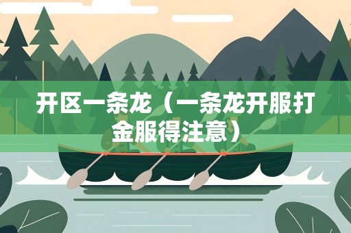 开区一条龙（一条龙开服打金服得注意）
