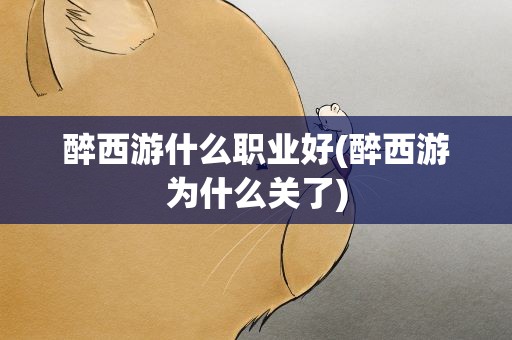 醉西游什么职业好(醉西游为什么关了)