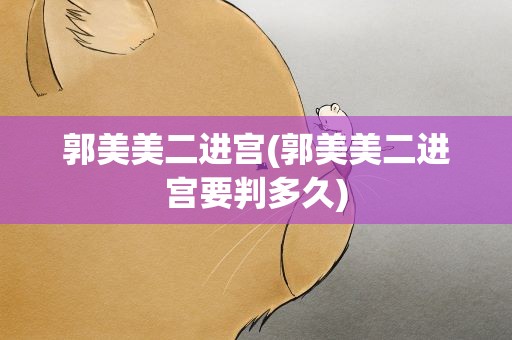 郭美美二进宫(郭美美二进宫要判多久)