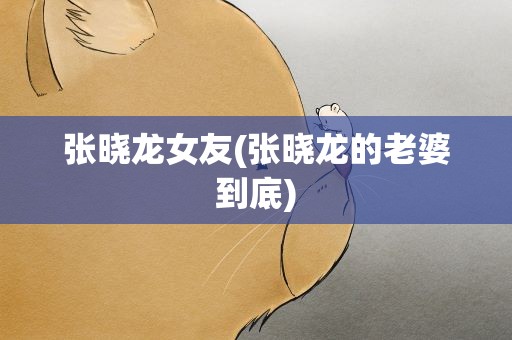 张晓龙女友(张晓龙的老婆到底)