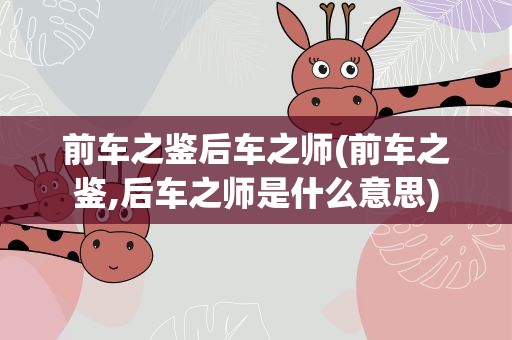 前车之鉴后车之师(前车之鉴,后车之师是什么意思)