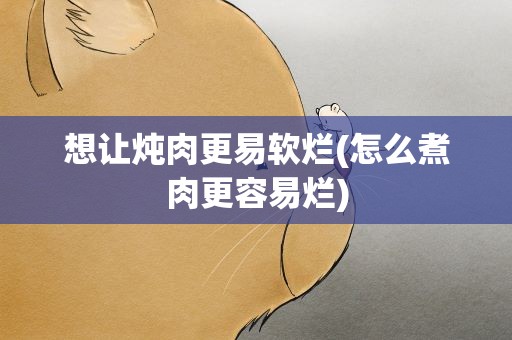 想让炖肉更易软烂(怎么煮肉更容易烂)