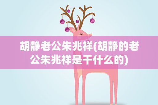 胡静老公朱兆祥(胡静的老公朱兆祥是干什么的)