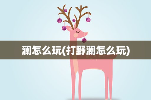 澜怎么玩(打野澜怎么玩)