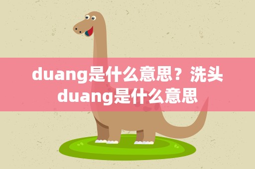 duang是什么意思？洗头duang是什么意思