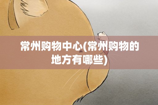 常州购物中心(常州购物的地方有哪些)