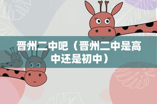 晋州二中吧（晋州二中是高中还是初中）