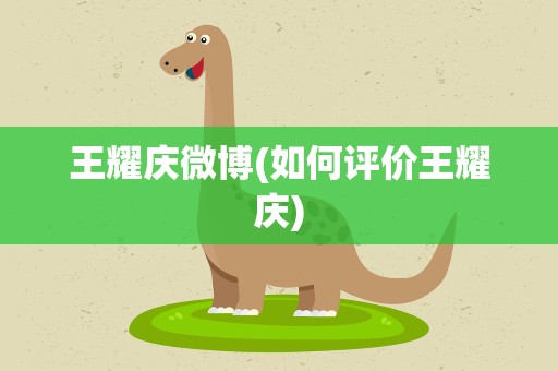 王耀庆微博(如何评价王耀庆)