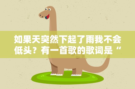如果天突然下起了雨我不会低头？有一首歌的歌词是“如果天突然下起了雨我不会低头”