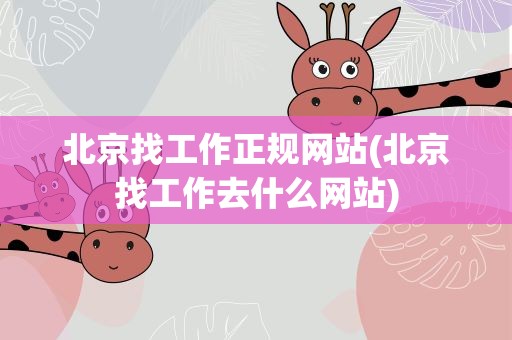 北京找工作正规网站(北京找工作去什么网站)