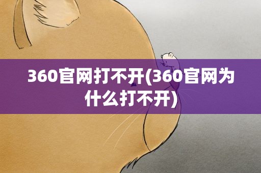 360官网打不开(360官网为什么打不开)
