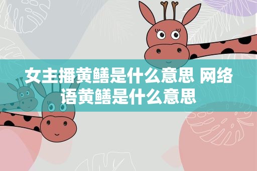 女主播黄鳝是什么意思 网络语黄鳝是什么意思