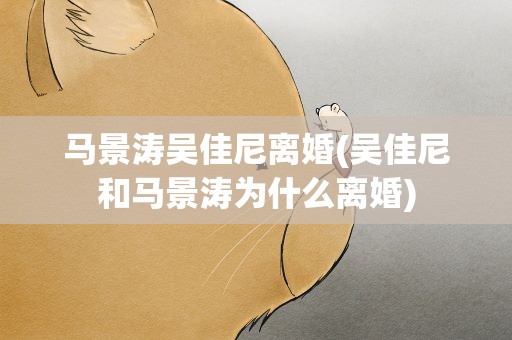 马景涛吴佳尼离婚(吴佳尼和马景涛为什么离婚)