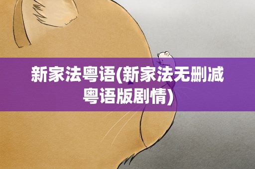 新家法粤语(新家法无删减粤语版剧情)