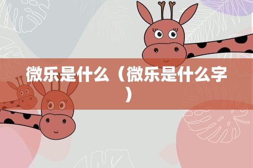 微乐是什么（微乐是什么字）