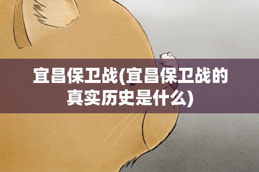宜昌保卫战(宜昌保卫战的真实历史是什么)