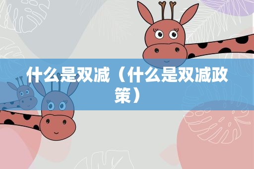 什么是双减（什么是双减政策）