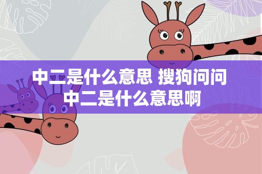 中二是什么意思 搜狗问问 中二是什么意思啊