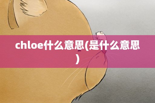 chloe什么意思(是什么意思)