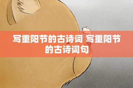 写重阳节的古诗词 写重阳节的古诗词句