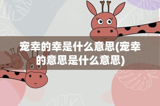 宠幸的幸是什么意思(宠幸的意思是什么意思)
