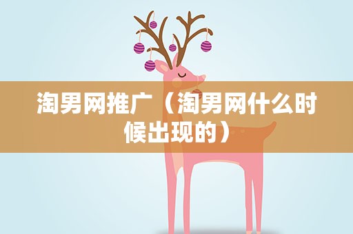 淘男网推广（淘男网什么时候出现的）