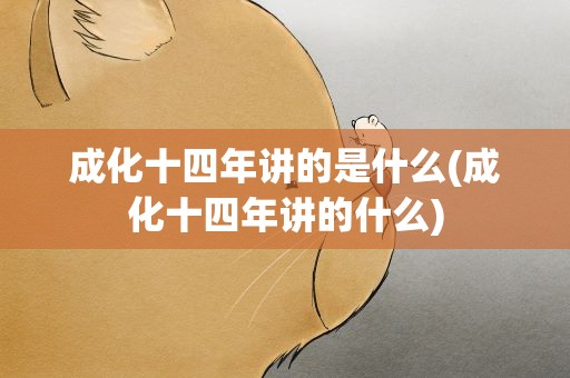 成化十四年讲的是什么(成化十四年讲的什么)