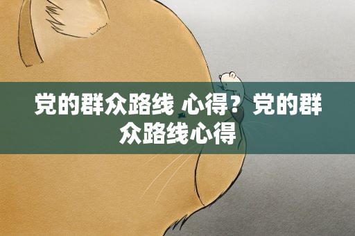 党的群众路线 心得？党的群众路线心得
