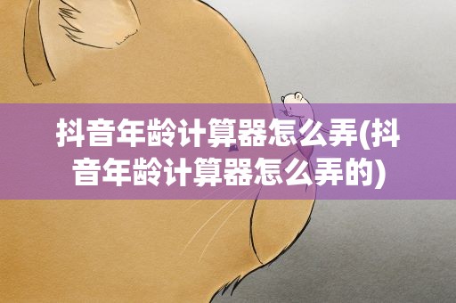 抖音年龄计算器怎么弄(抖音年龄计算器怎么弄的)
