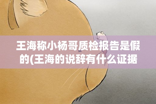 王海称小杨哥质检报告是假的(王海的说辞有什么证据)