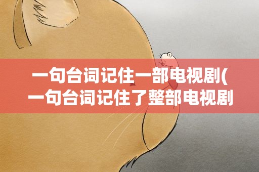 一句台词记住一部电视剧(一句台词记住了整部电视剧)