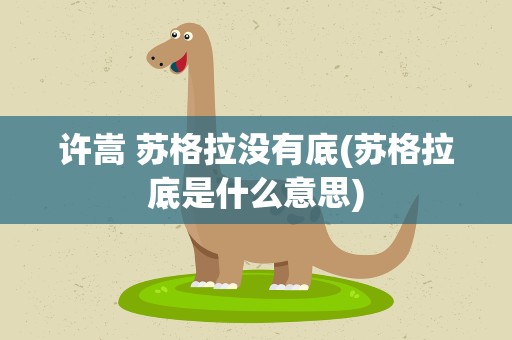 许嵩 苏格拉没有底(苏格拉底是什么意思)