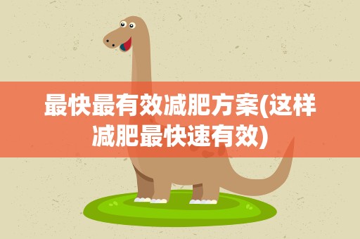 最快最有效减肥方案(这样减肥最快速有效)