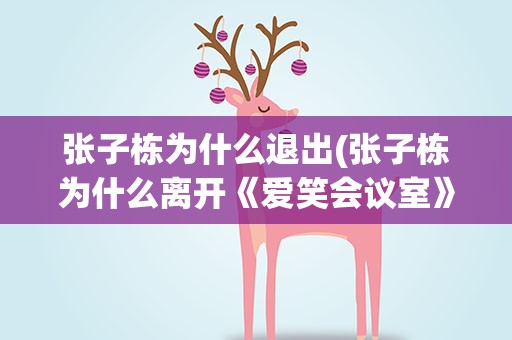 张子栋为什么退出(张子栋为什么离开《爱笑会议室》)