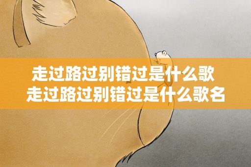 走过路过别错过是什么歌 走过路过别错过是什么歌名