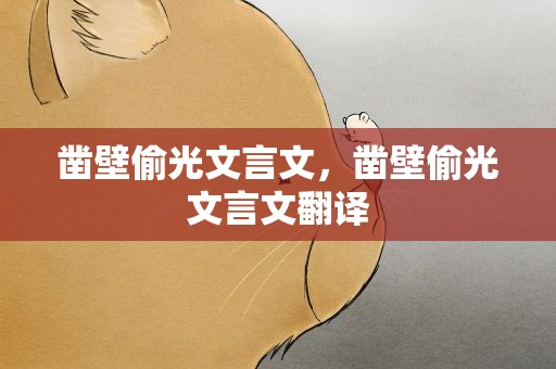 凿壁偷光文言文，凿壁偷光文言文翻译