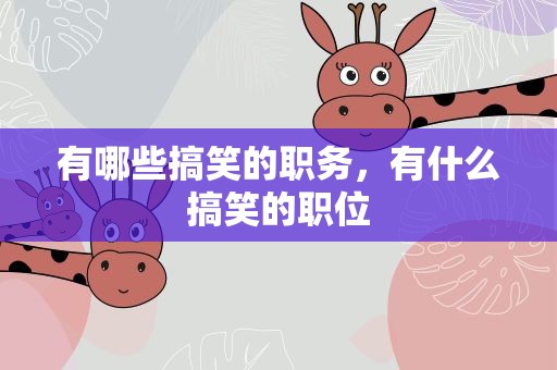 有哪些搞笑的职务，有什么搞笑的职位