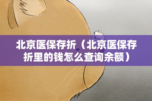 北京医保存折（北京医保存折里的钱怎么查询余额）