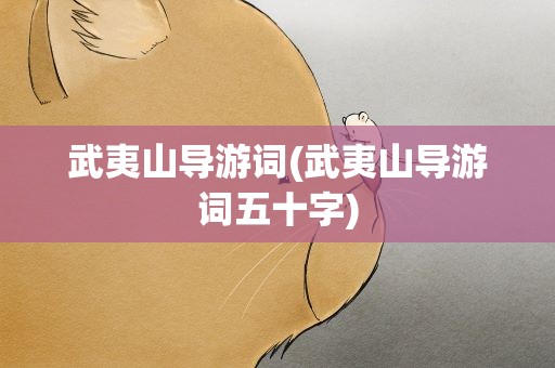 武夷山导游词(武夷山导游词五十字)