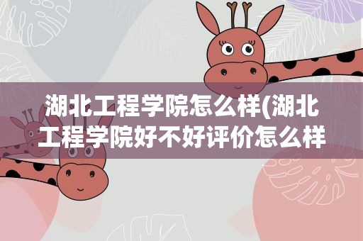 湖北工程学院怎么样(湖北工程学院好不好评价怎么样)