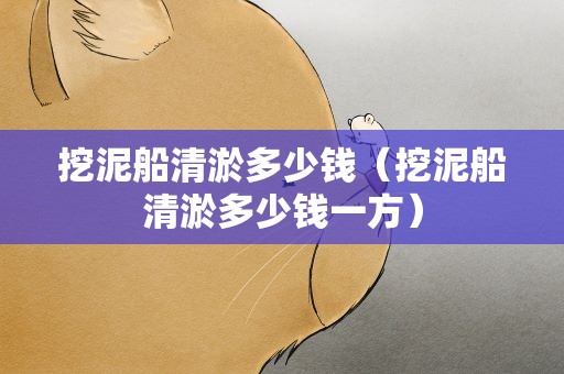 挖泥船清淤多少钱（挖泥船清淤多少钱一方）