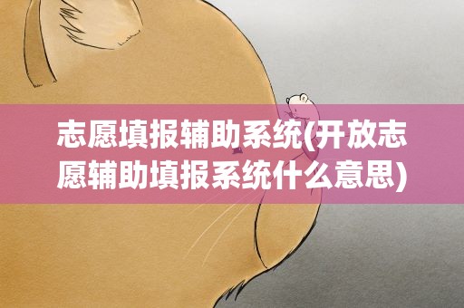 志愿填报辅助系统(开放志愿辅助填报系统什么意思)