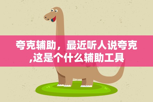 夸克辅助，最近听人说夸克,这是个什么辅助工具